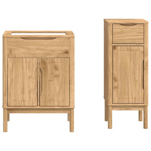 vidaXL Bathroom Furniture Set FLORO 2 pcs Waxed Brown Solid Pine Wood