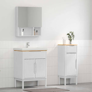 vidaXL Bathroom Furniture Set with Door FLORO 2 pcs White Solid Pine Wood