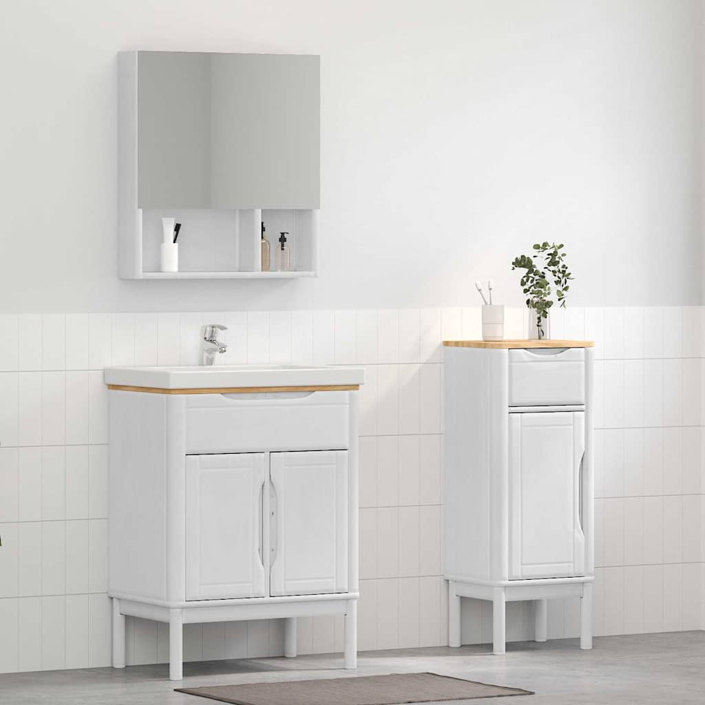 vidaXL Bathroom Furniture Set with Door FLORO 2 pcs White Solid Pine Wood