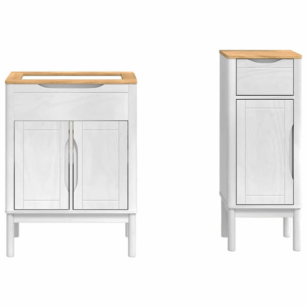 vidaXL Bathroom Furniture Set with Door FLORO 2 pcs White Solid Pine Wood