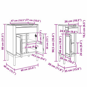 vidaXL Bathroom Furniture Set with Door FLORO 2 pcs White Solid Pine Wood