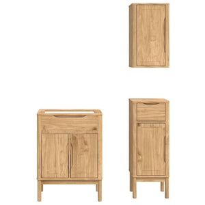 vidaXL Bathroom Furniture Set FLORO 3 pcs Wax Brown Solid Pine Wood