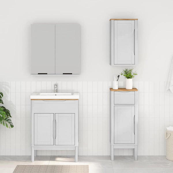 vidaXL Bathroom Furniture Set with Door FLORO 3 pcs White Solid Pine Wood