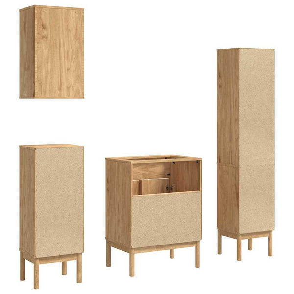 vidaXL Bathroom Furniture Set FLORO 4 pcs Waxed Brown Solid Pine Wood