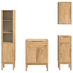 vidaXL Bathroom Furniture Set FLORO 4 pcs Waxed Brown Solid Pine Wood