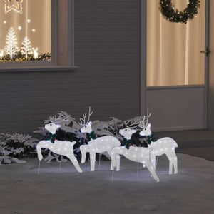 vidaXL LED Reindeer 4 pcs Silver Fabric