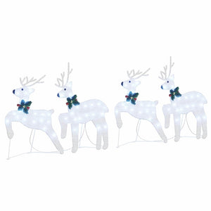 vidaXL LED Reindeer 4 pcs Silver Fabric
