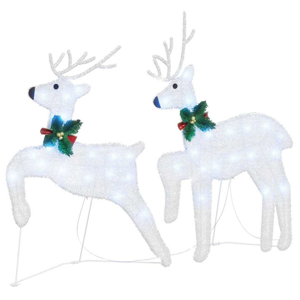 vidaXL LED Reindeer 4 pcs Silver Fabric