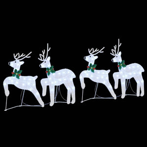vidaXL LED Reindeer 4 pcs Silver Fabric