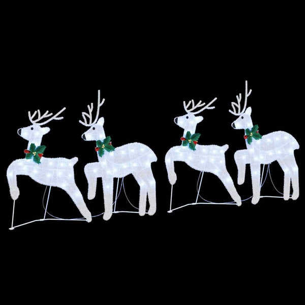 vidaXL LED Reindeer 4 pcs Silver Fabric