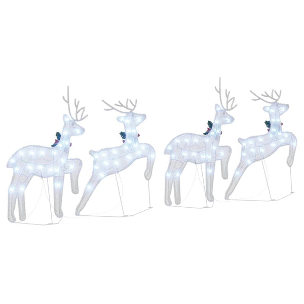 vidaXL LED Reindeer 4 pcs Silver Fabric