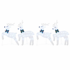 vidaXL LED Reindeer 4 pcs Silver Fabric