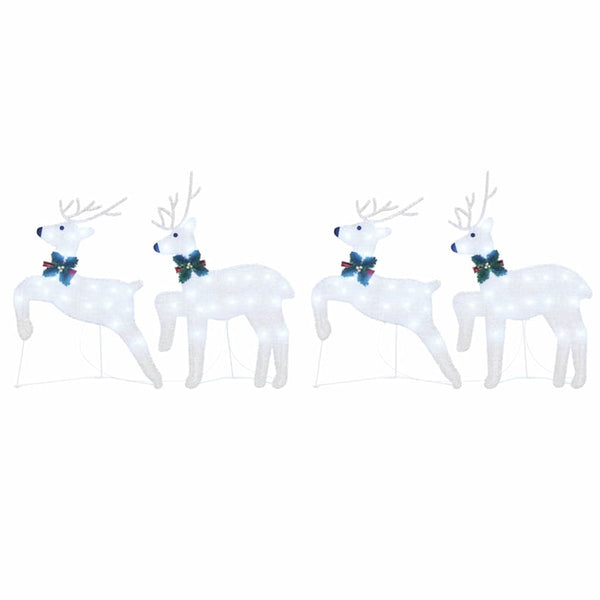 vidaXL LED Reindeer 4 pcs Silver Fabric