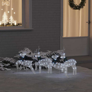 vidaXL LED Reindeer 4 pcs White Fabric