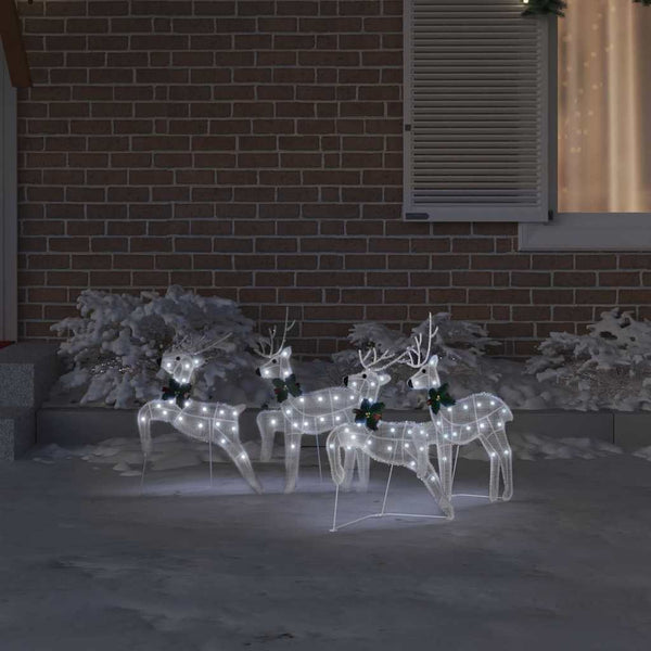 vidaXL LED Reindeer 4 pcs White Fabric
