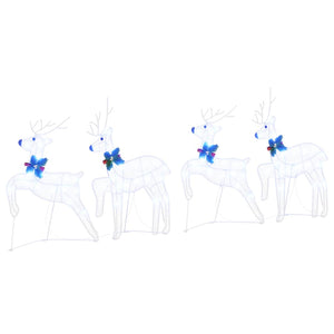 vidaXL LED Reindeer 4 pcs White Fabric