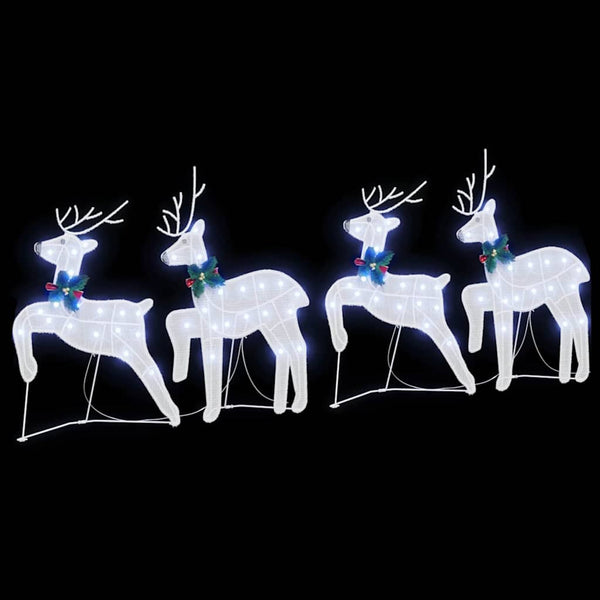 vidaXL LED Reindeer 4 pcs White Fabric