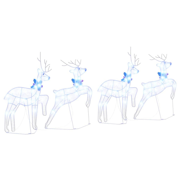 vidaXL LED Reindeer 4 pcs White Fabric