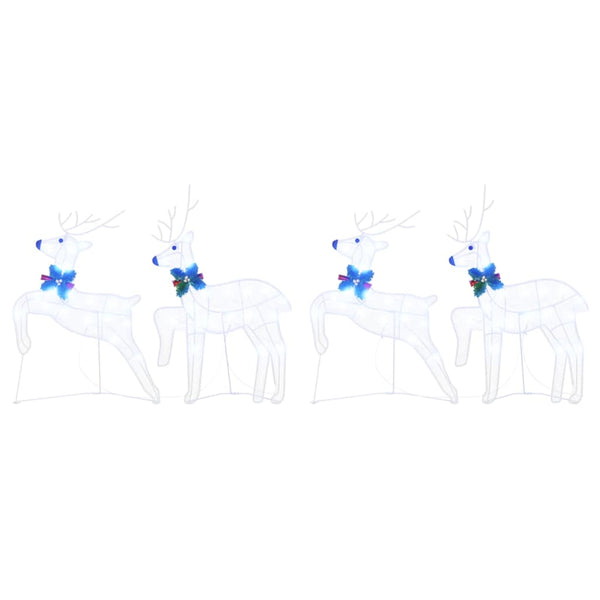 vidaXL LED Reindeer 4 pcs White Fabric