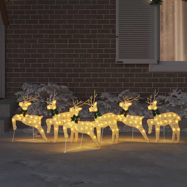 vidaXL LED Reindeer 6 pcs Gold Fabric