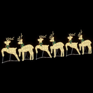 vidaXL LED Reindeer 6 pcs Gold Fabric