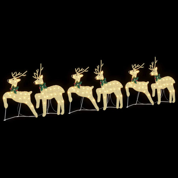 vidaXL LED Reindeer 6 pcs Gold Fabric