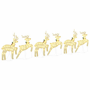 vidaXL LED Reindeer 6 pcs Gold Fabric