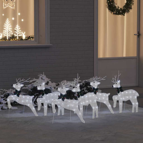 vidaXL LED Reindeer 6 pcs Silver Fabric