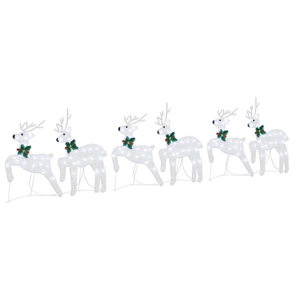 vidaXL LED Reindeer 6 pcs Silver Fabric