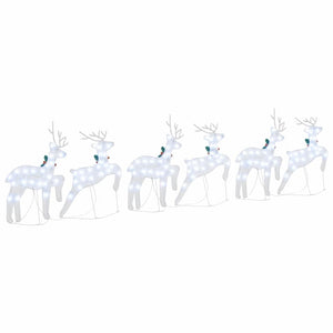 vidaXL LED Reindeer 6 pcs Silver Fabric