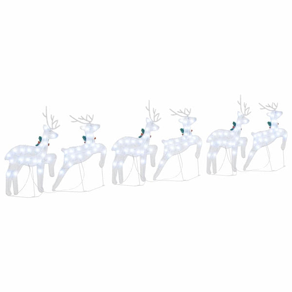 vidaXL LED Reindeer 6 pcs Silver Fabric