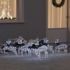 vidaXL LED Reindeer 6 pcs White Fabric