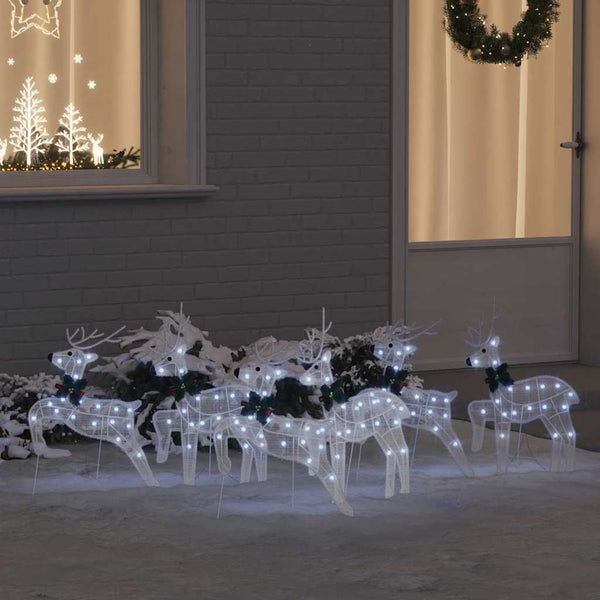 vidaXL LED Reindeer 6 pcs White Fabric