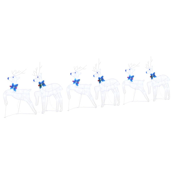 vidaXL LED Reindeer 6 pcs White Fabric