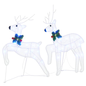 vidaXL LED Reindeer 6 pcs White Fabric
