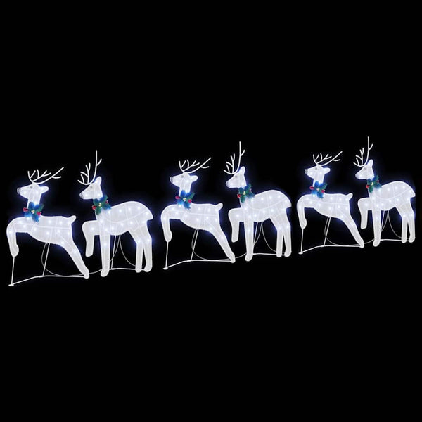 vidaXL LED Reindeer 6 pcs White Fabric