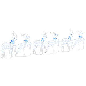 vidaXL LED Reindeer 6 pcs White Fabric