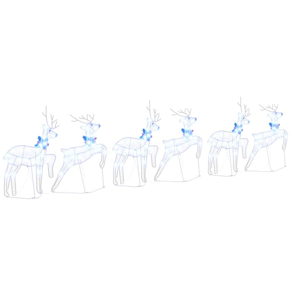 vidaXL LED Reindeer 6 pcs White Fabric
