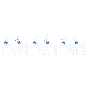 vidaXL LED Reindeer 6 pcs White Fabric