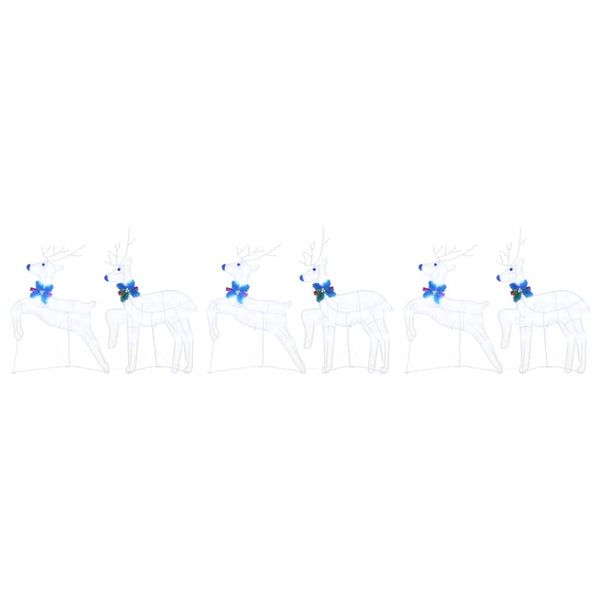 vidaXL LED Reindeer 6 pcs White Fabric