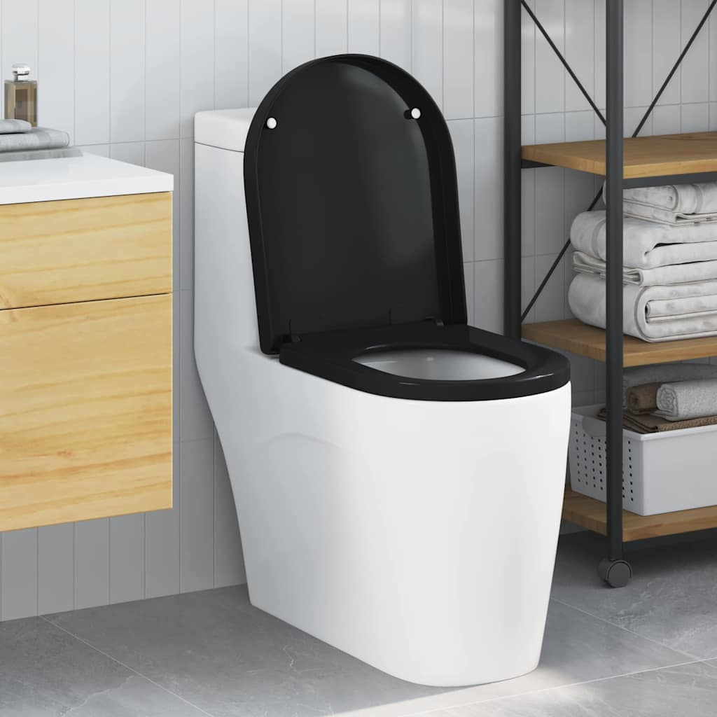 vidaXL Toilet Seat Black 48 x 36.5 x 4.5 cm Polypropylene