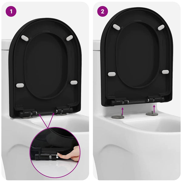 vidaXL Toilet Seat Black 48 x 36.5 x 4.5 cm Polypropylene