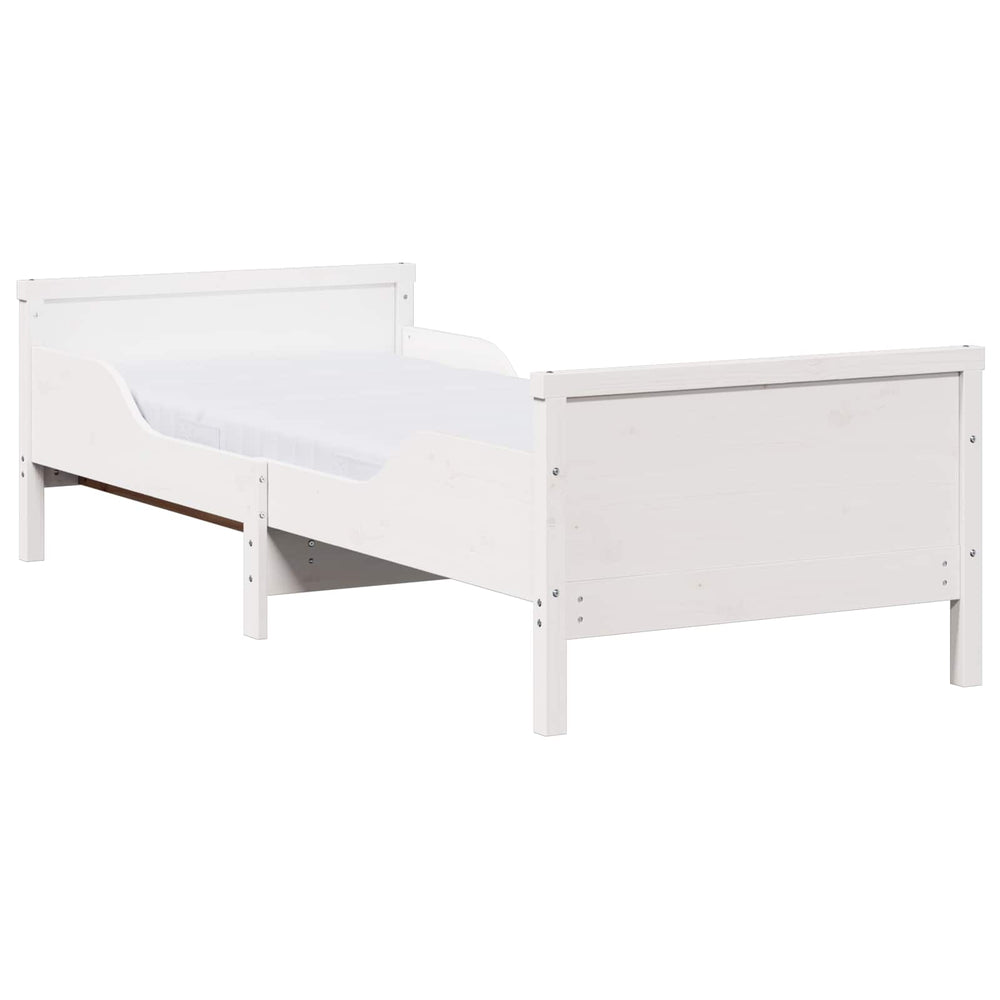 vidaXL Bed Frame with Mattress White 80 x 200 cm Solid Pine Wood