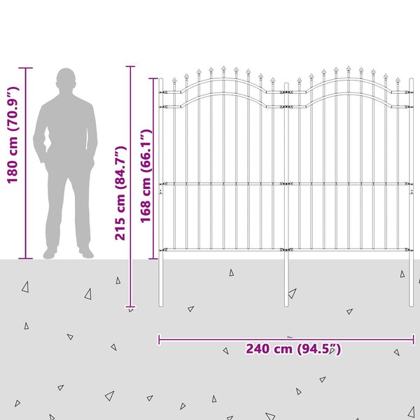 vidaXL Garden Fence Woerden Grey 240 x 215 cm Powder-Coated Steel