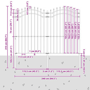 vidaXL Garden Fence Woerden Grey 240 x 215 cm Powder-Coated Steel