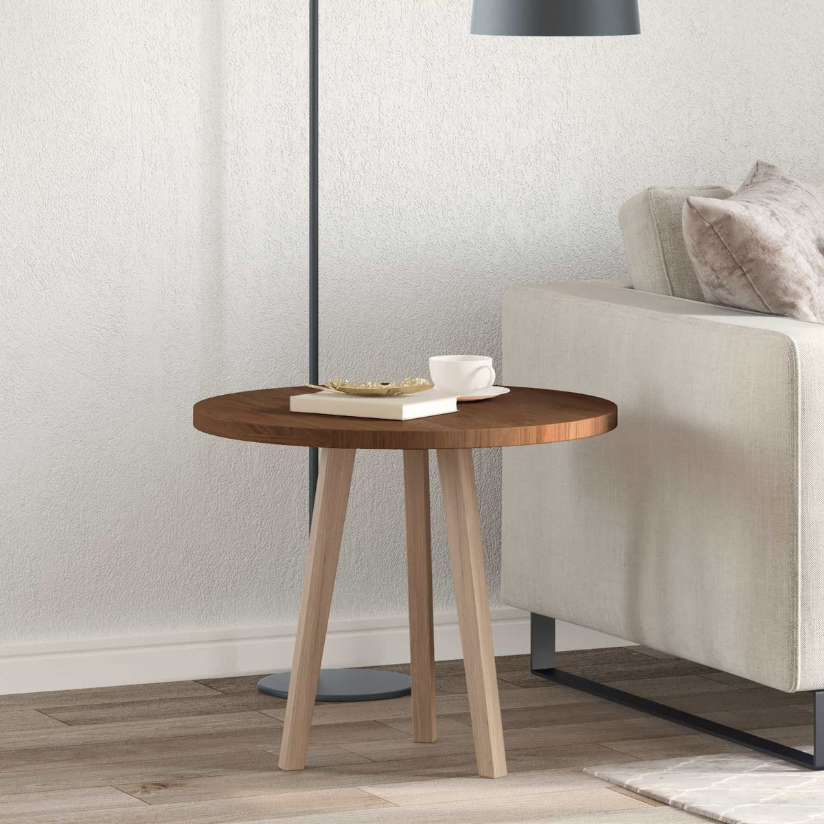 vidaXL Tabletop Dark Brown Ø 60 x 2.5 cm Solid Oak Wood
