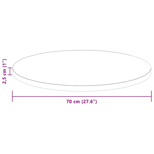 vidaXL Tabletop Dark Brown Ø 70 x 2.5 cm Solid Oak Wood