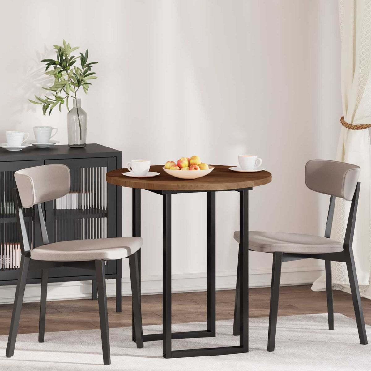 vidaXL Table Top Dark Brown Ø 80 x 2.5 cm Solid Oak Wood