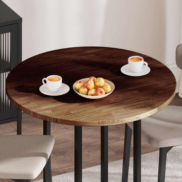 vidaXL Tabletop Dark Brown Ø 90 x 2.5 cm Solid Oak Wood