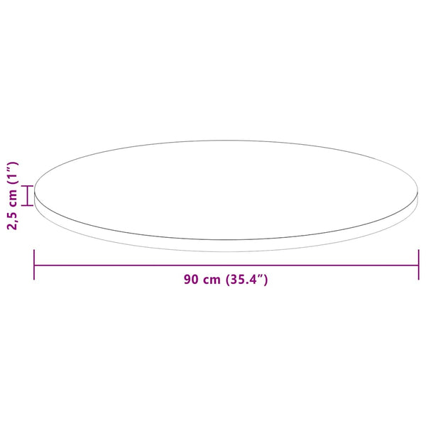 vidaXL Tabletop Dark Brown Ø 90 x 2.5 cm Solid Oak Wood